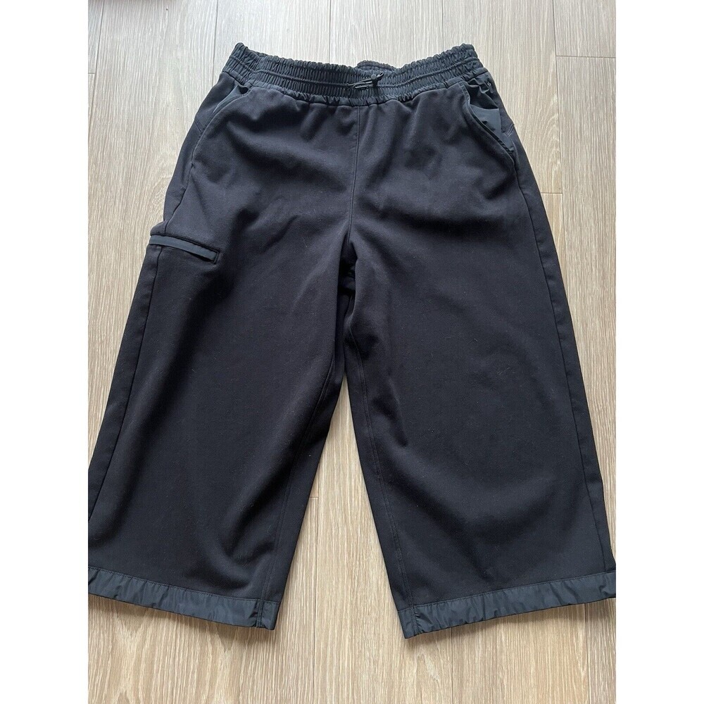Athleta Pants Womens Size Large Black Wide Leg Crop Elastic Waist - Picture 2 of 7